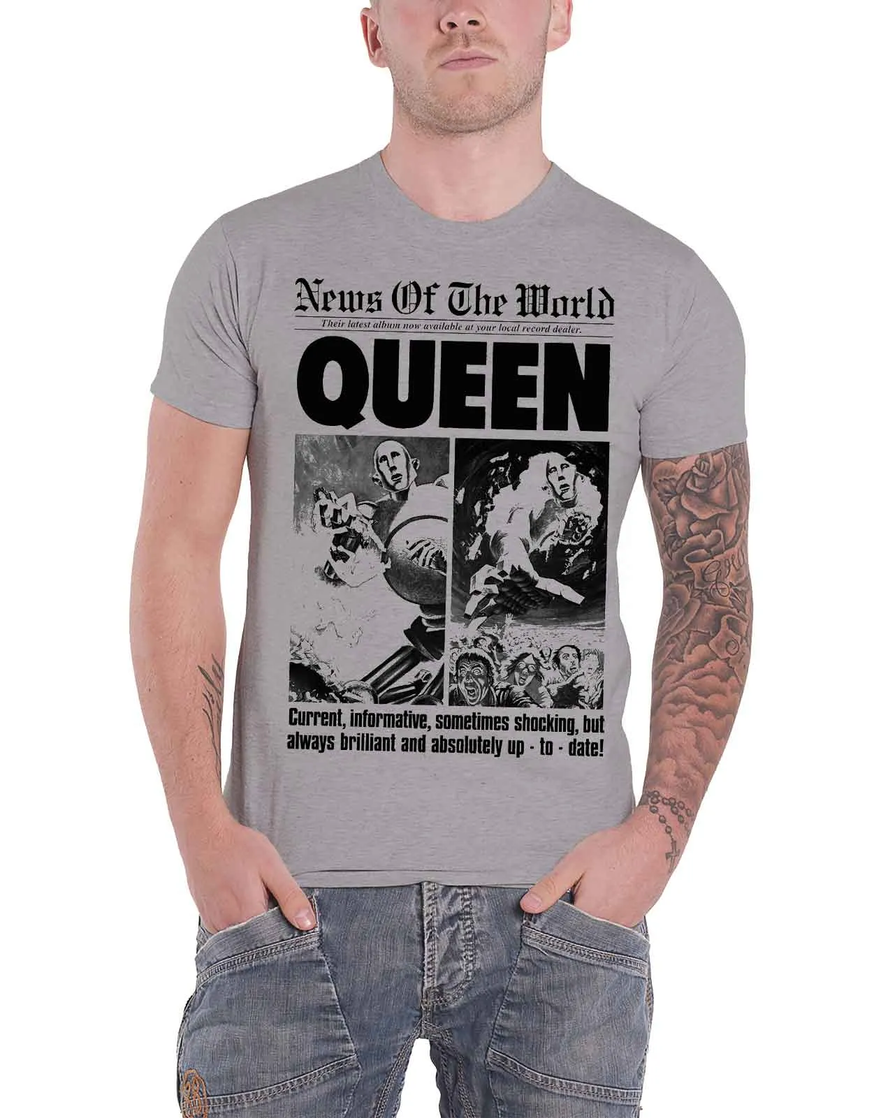 Queen News Of The World Front Page 40 Years T Shirt sold by Paradiso Clothing