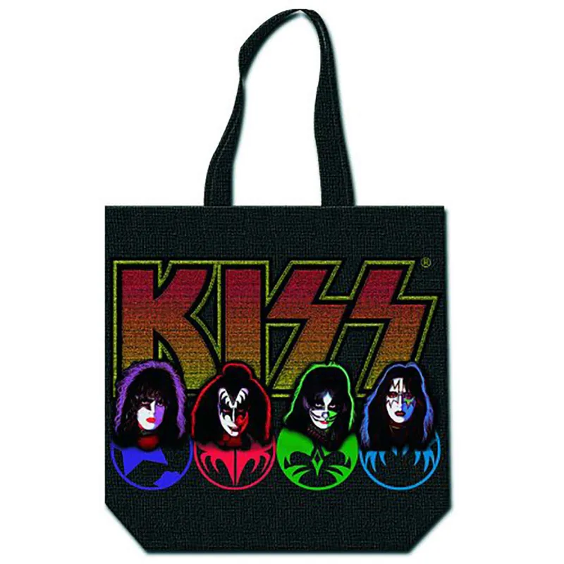 KISS Faces Band Logo Zip Top Tote Bag sold by Paradiso Clothing