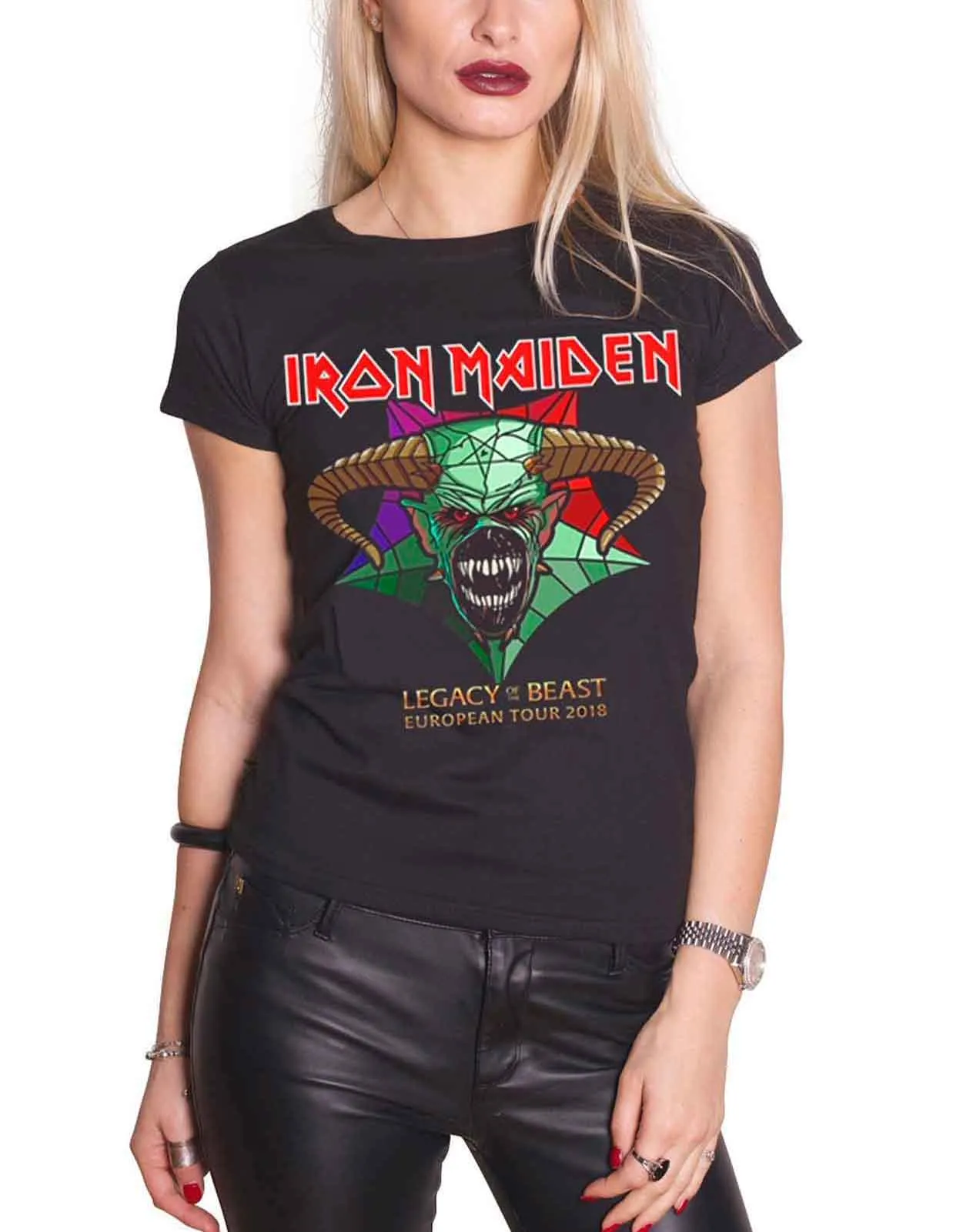 Iron Maiden Legacy of The Beast European Tour Skinny Fit T Shirt sold by Paradiso Clothing