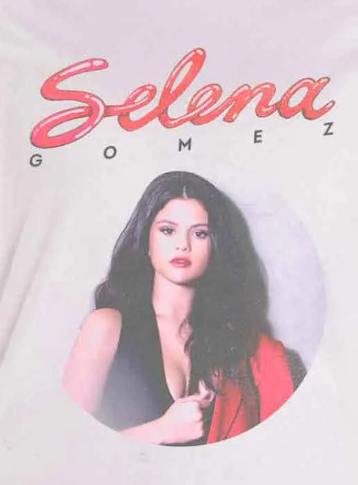 Selena Gomez T Shirt 80s Glam portrait new Official Womens Skinny Fit White sold by Paradiso Clothing product image thumbnail 2