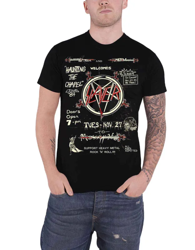 Slayer Haunting the Chapel Live 1984 Flyer T Shirt sold by Paradiso Clothing