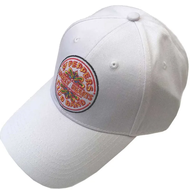 The Beatles Sgt Pepper Drum White Baseball Cap sold by Paradiso Clothing