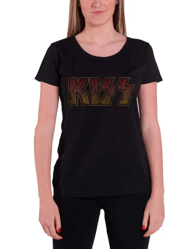 KISS Classic Band Logo Vintage Skinny Fit T Shirt sold by Paradiso Clothing