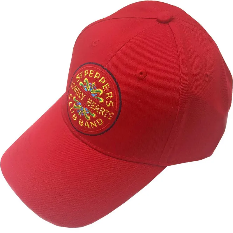 The Beatles Sgt Pepper Drum Red Baseball Cap sold by Paradiso Clothing