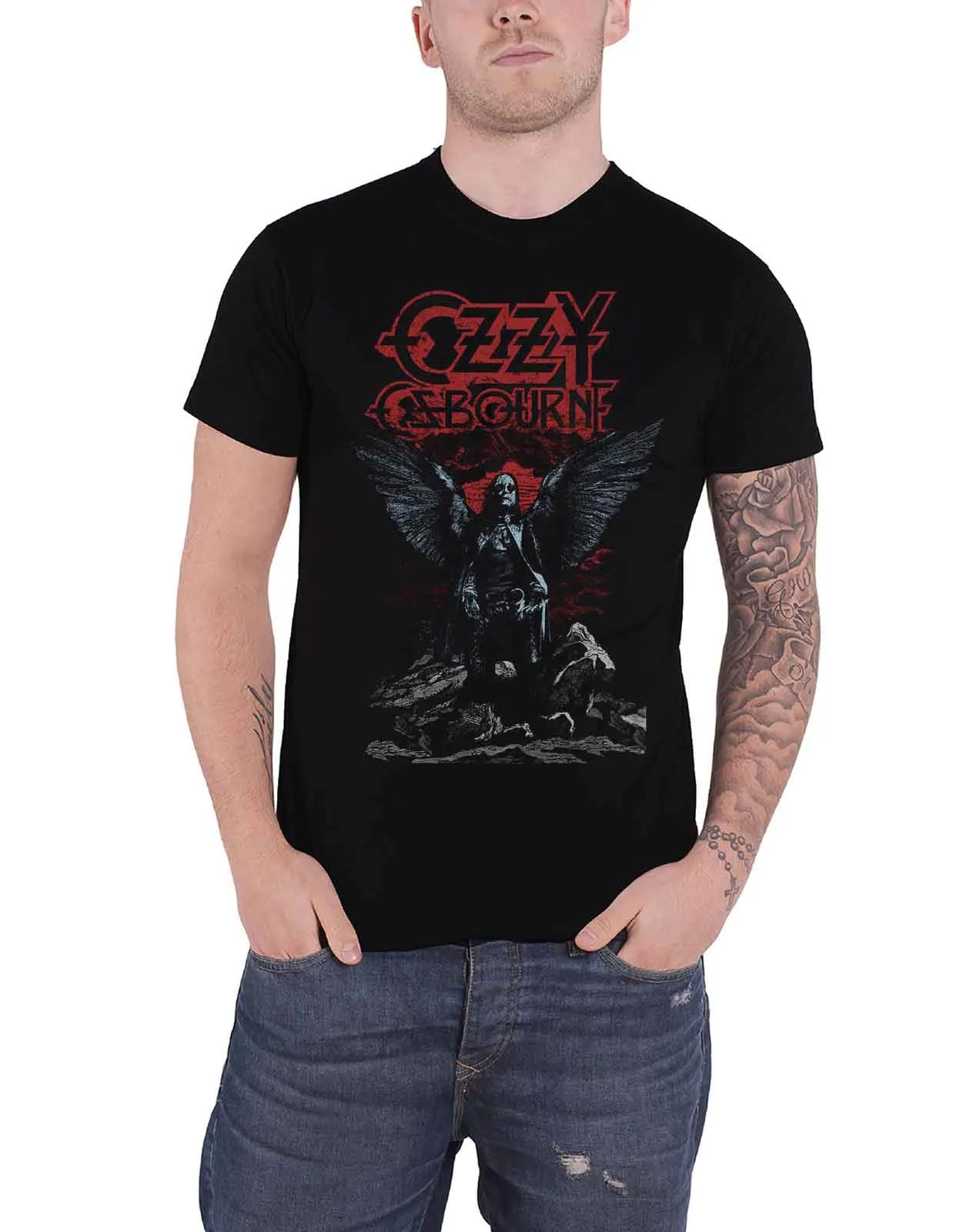 Ozzy Osbourne Angel Wings T Shirt sold by Paradiso Clothing