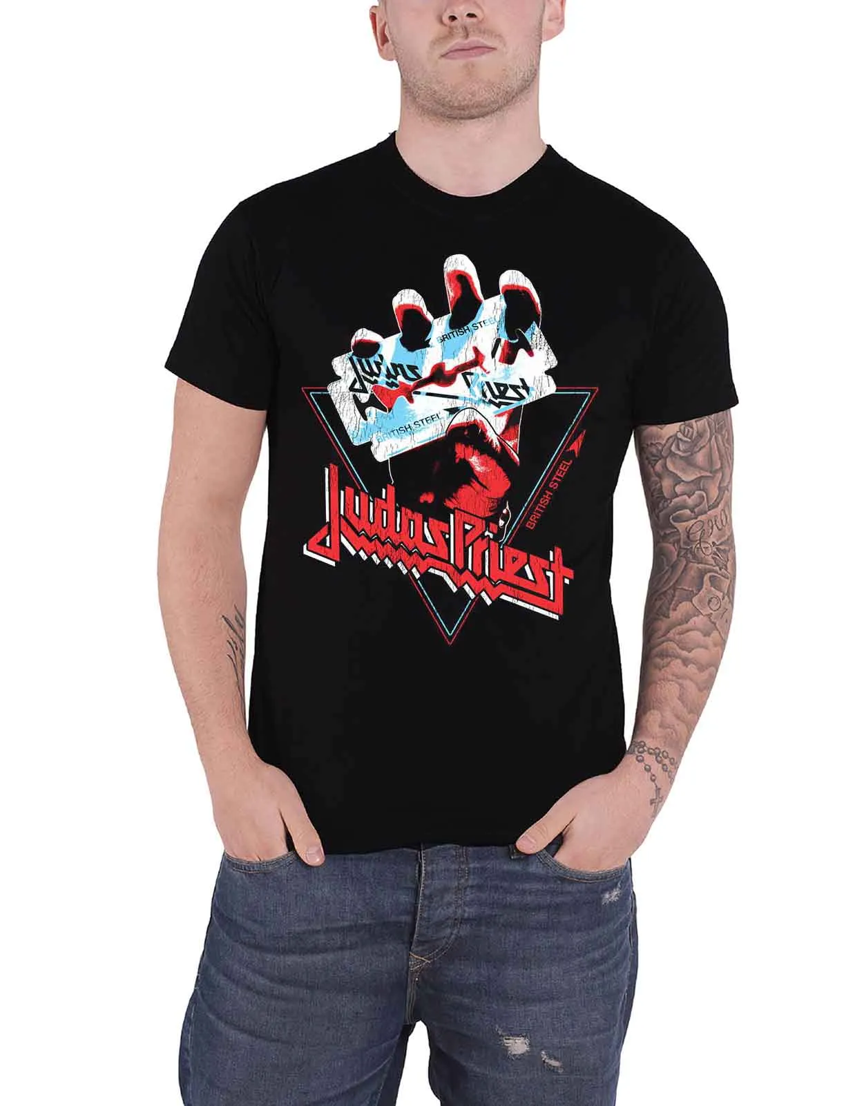 Judas Priest British Steel Hand Triangle T Shirt sold by Paradiso Clothing