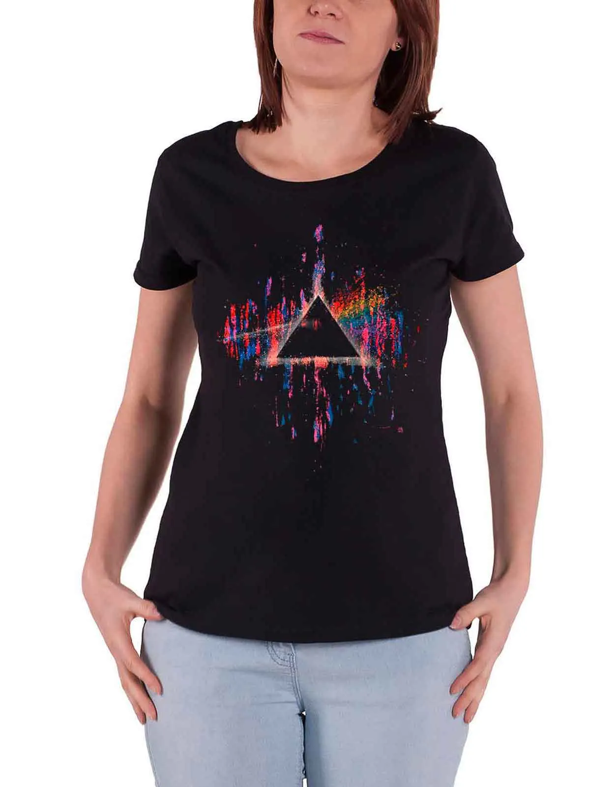 Pink Floyd Dark Side Of The Moon Blue Splat Skinny Fit T Shirt sold by Paradiso Clothing