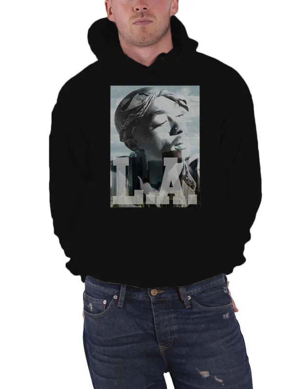 Tupac LA Skyline Portrait Hoodie made by Paradiso Clothing