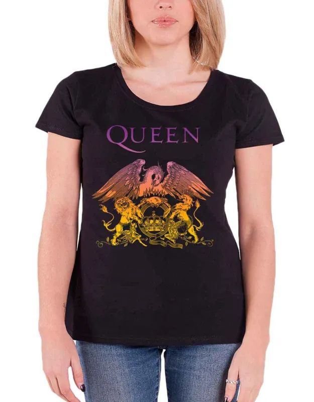 Queen Gradient Crest Skinny Fit T Shirt sold by Paradiso Clothing