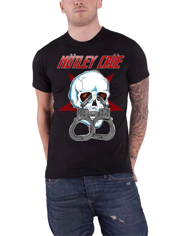 Motley Crue Skull Cuffs T Shirt sold by Paradiso Clothing