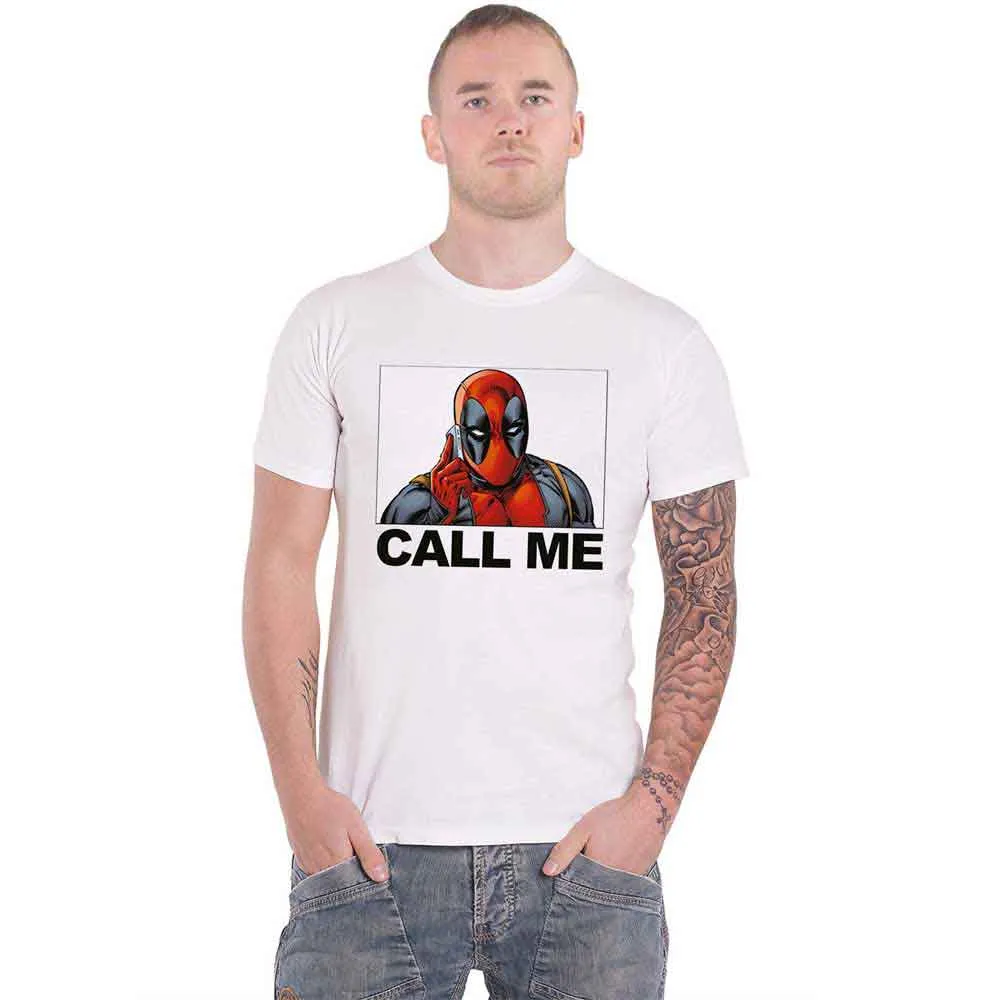 Deadpool T Shirt Call Me new Official Marvel White sold by Paradiso Clothing
