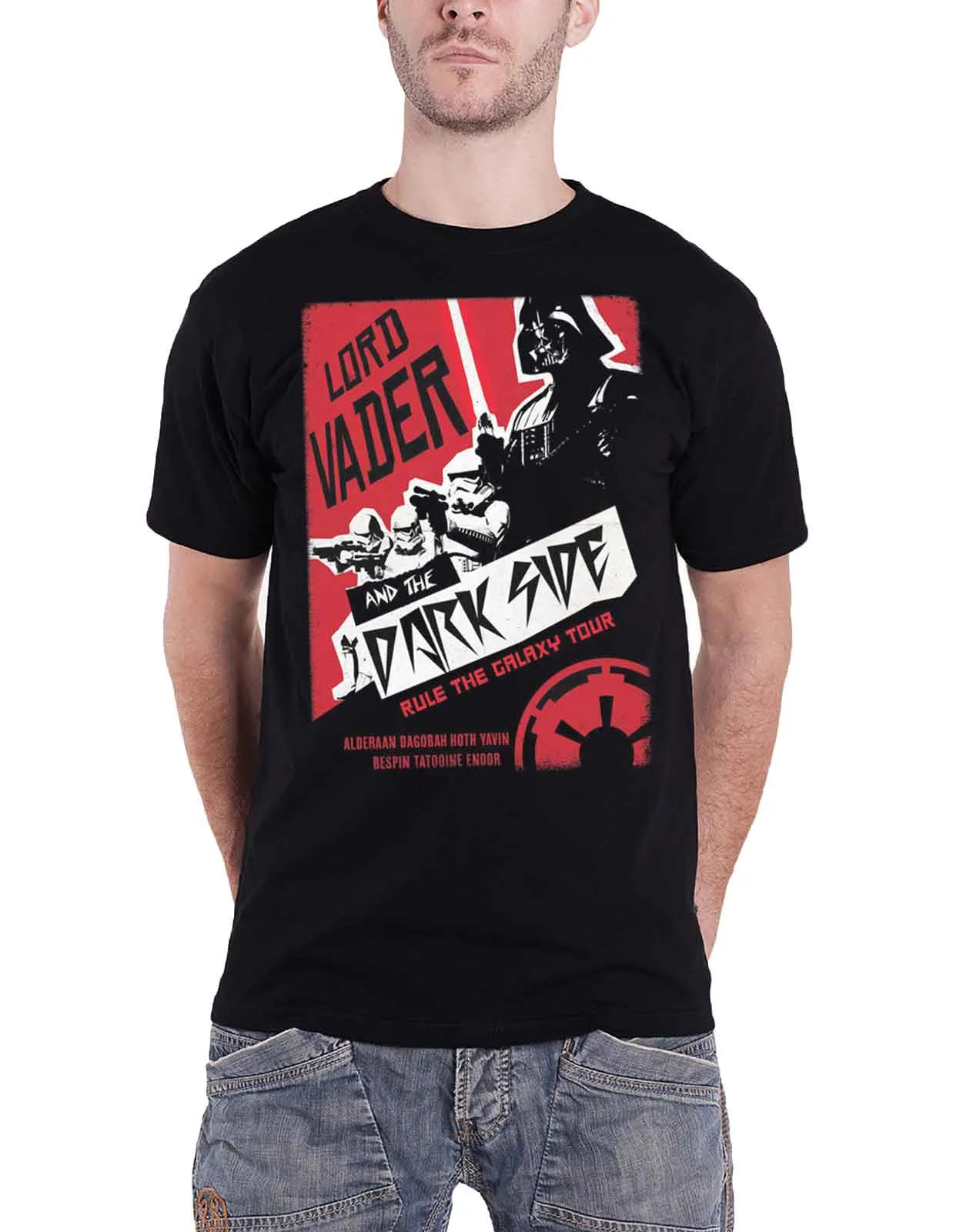 Star Wars T Shirt Darth Rocks Rule the Galaxy Tour new Official Mens Black sold by Paradiso Clothing