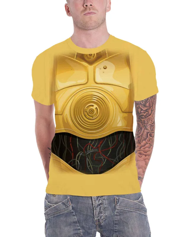 Star Wars T Shirt C-3PO Droid Chest costume new Official Mens Yellow made by Star Wars