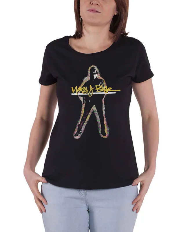 Mary J Blige Glow Logo Skinny Fit T Shirt sold by Paradiso Clothing