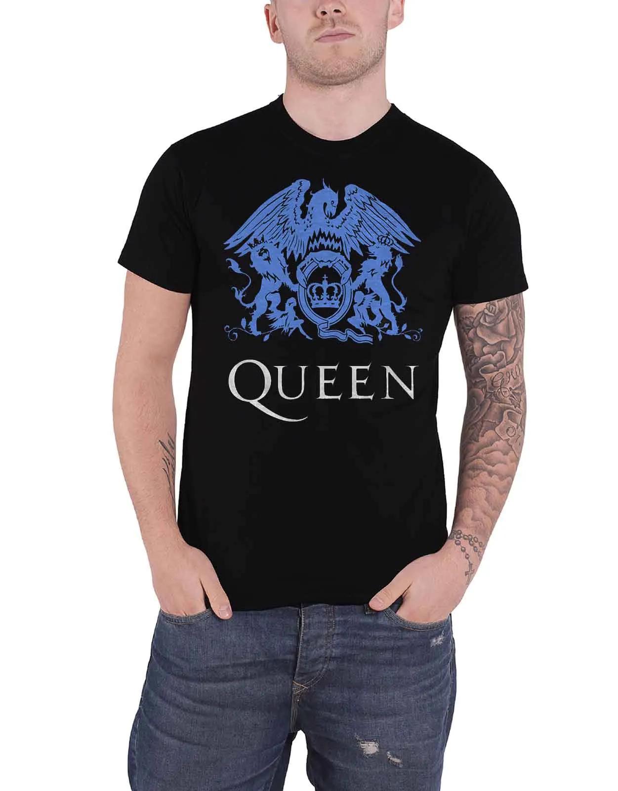 Queen Blue Classic Crest T Shirt sold by Paradiso Clothing