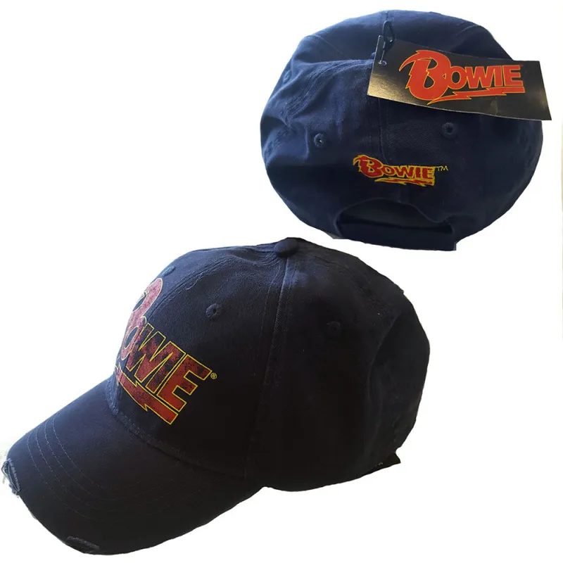 David Bowie Flash Logo Navy Frayed Strapback sold by Paradiso Clothing
