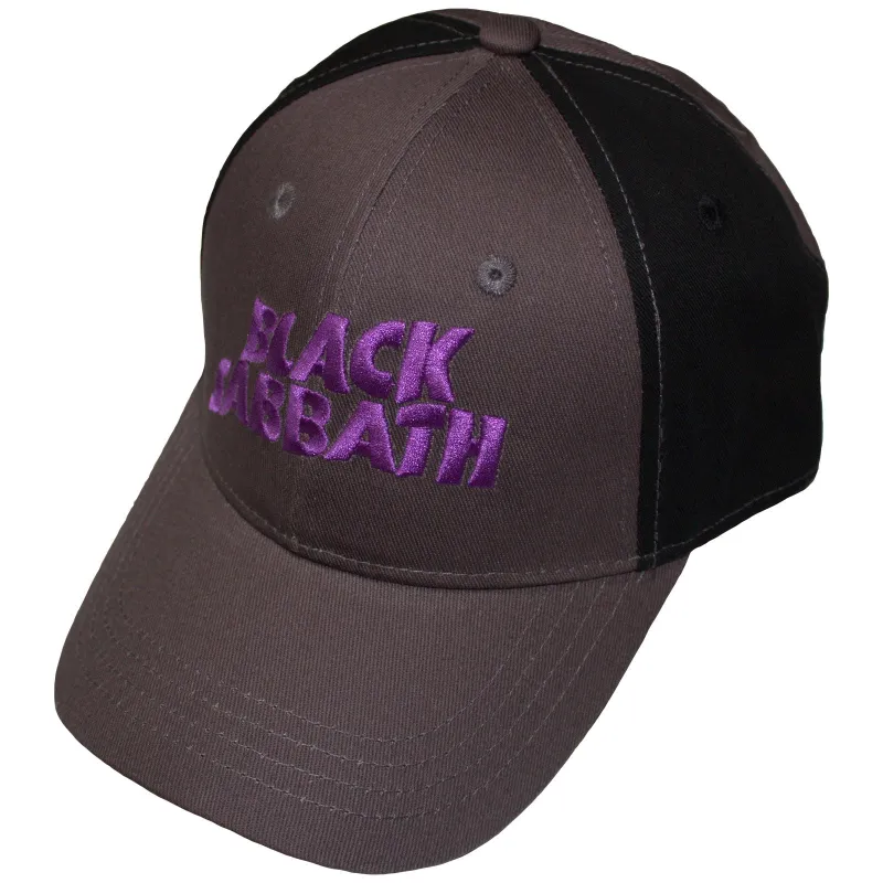 Black Sabbath Classic Wavy Band Logo 2 Tone Grey Strapback Baseball Cap sold by Paradiso Clothing