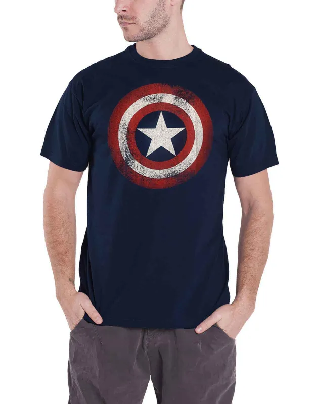 Captain America Distressed Shield T Shirt sold by Paradiso Clothing