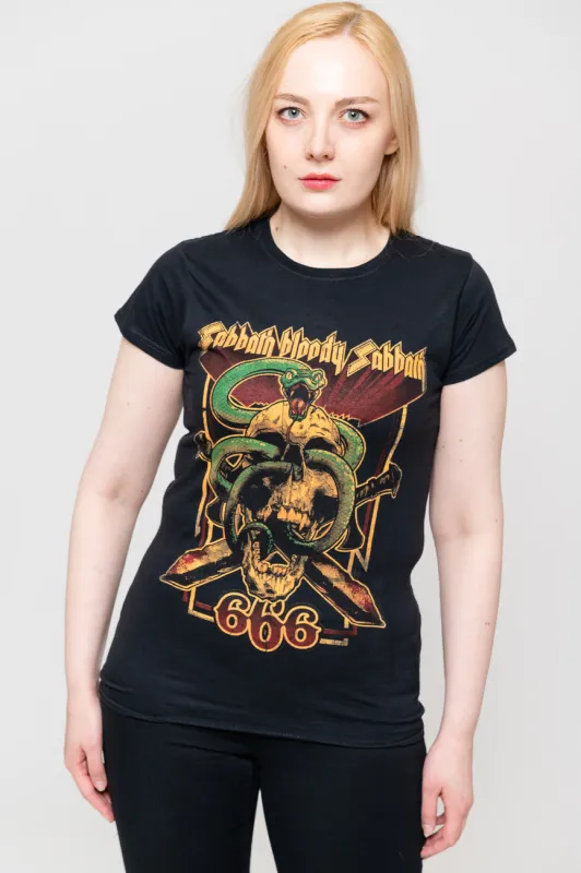 Black Sabbath Bloody Sabbath 666 Skinny T Shirt made by Paradiso Clothing