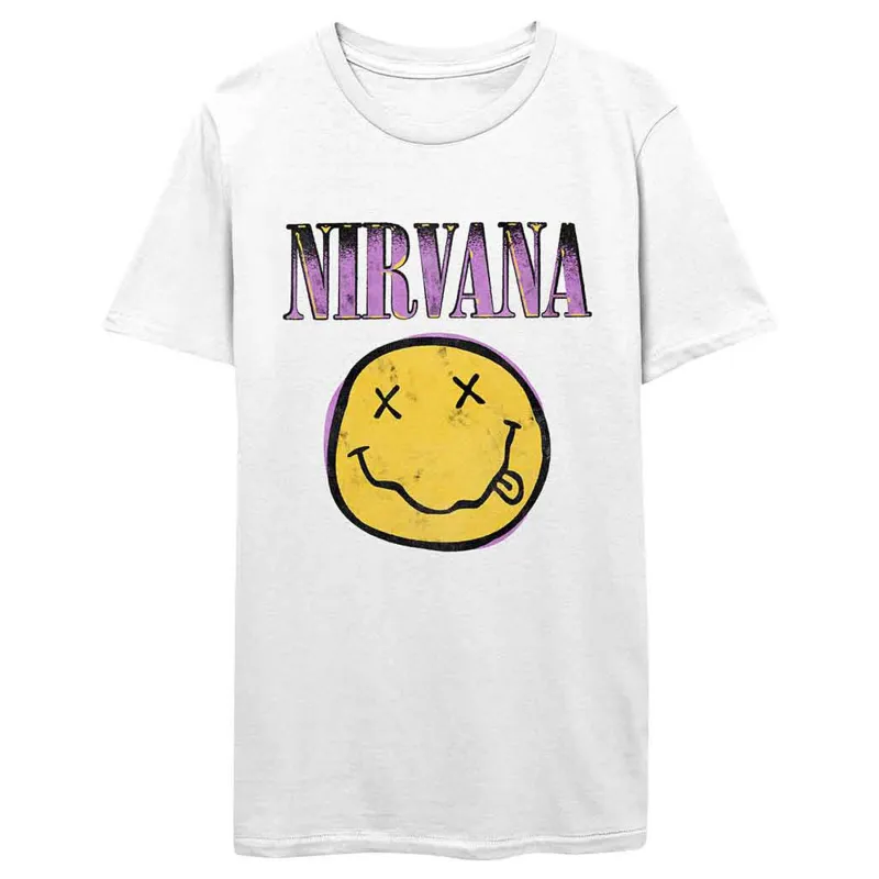 Nirvana Pink Grunge Smile Skinny T Shirt sold by Paradiso Clothing