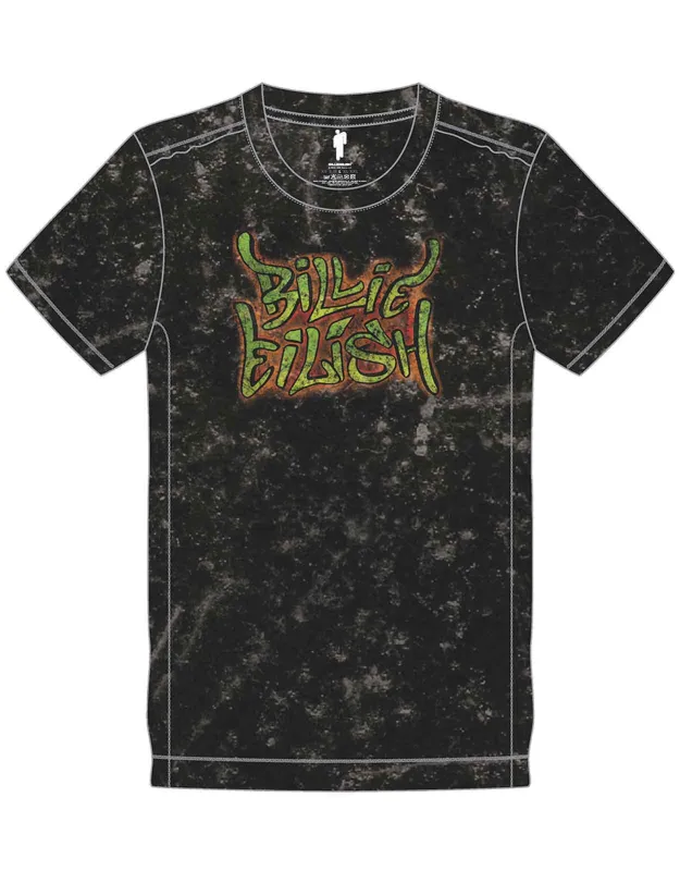 Billie Eilish Graffiti Snow Wash T Shirt sold by Paradiso Clothing