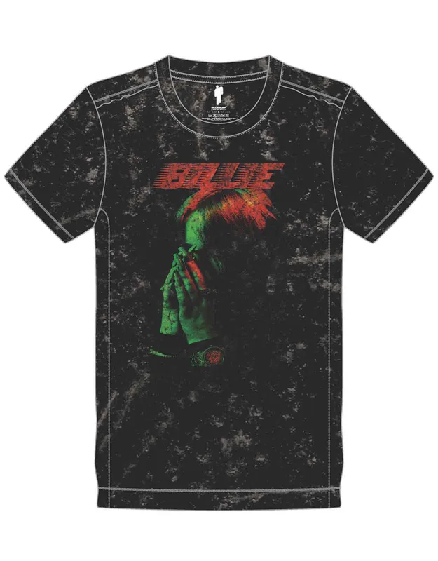 Billie Eilish  Hands and Face Snow Wash T Shirt made by Paradiso Clothing