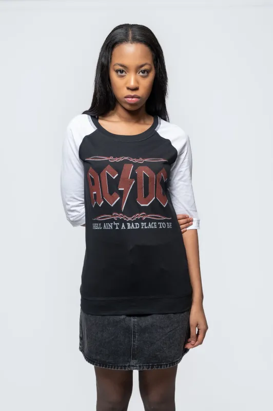 AC/DC Hell Aint A Bad Place Raglan 3/4 Sleeve T Shirt sold by Paradiso Clothing