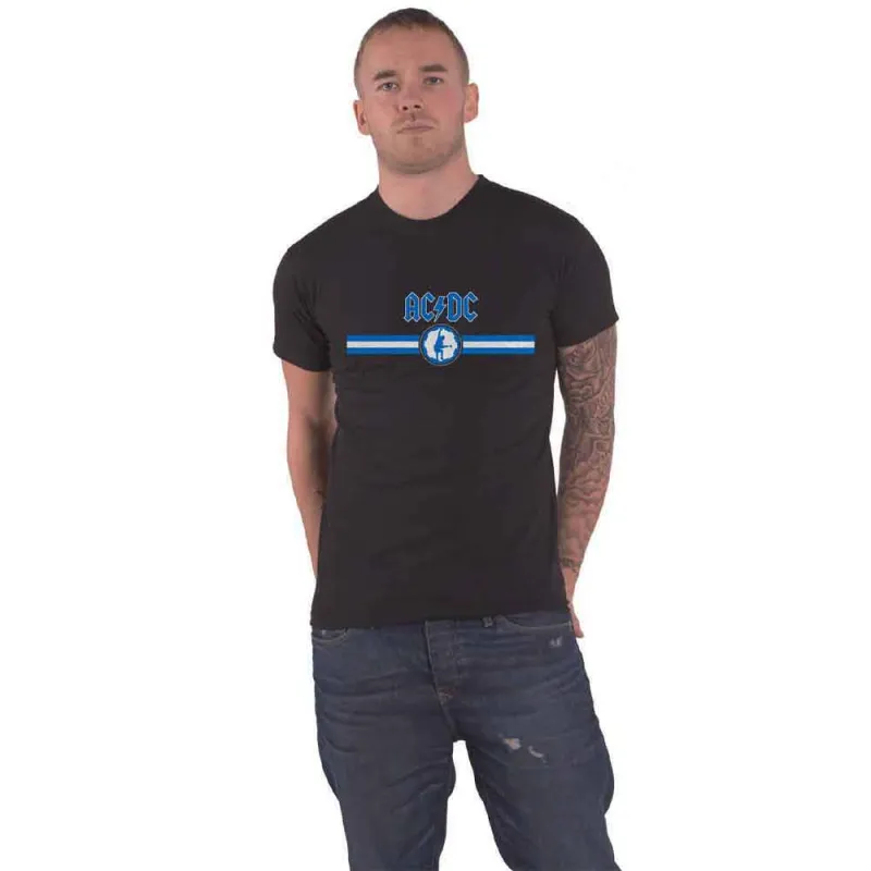 AC/DC Blue Band Logo and Stripe T Shirt sold by Paradiso Clothing