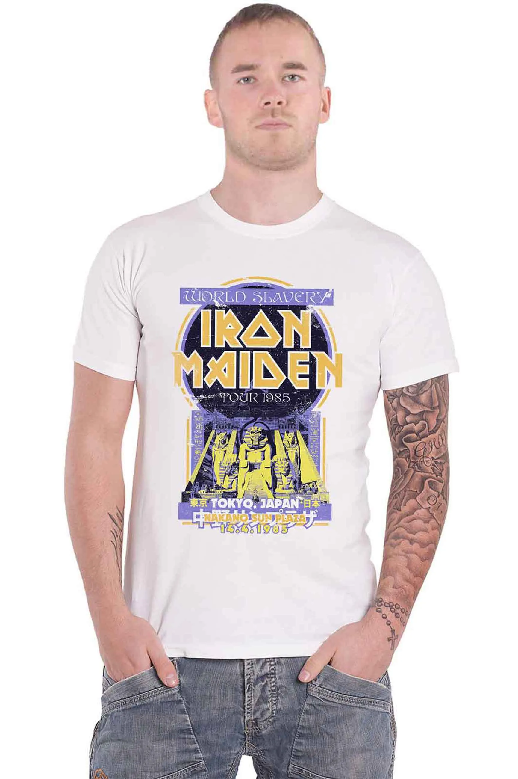 Iron Maiden Powerslave Japan Flyer Tour 1985 T Shirt sold by Paradiso Clothing