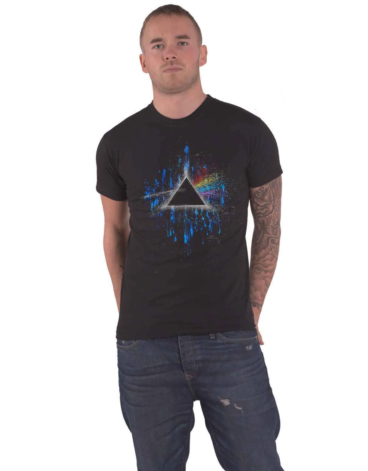 Pink Floyd Dark Side Of The Moon Blue Splatter T Shirt sold by Paradiso Clothing