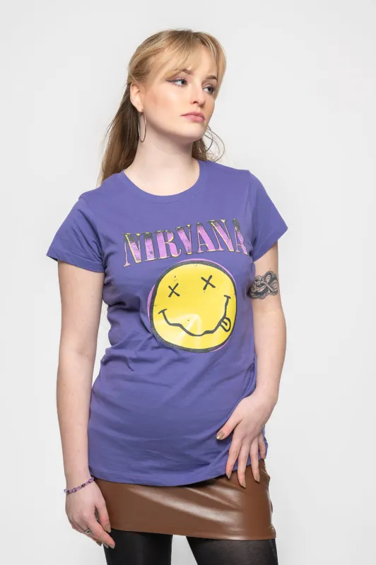 Nirvana Pink Grunge Smile Skinny T Shirt sold by Paradiso Clothing