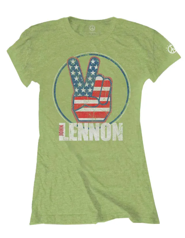 John Lennon Peace Fingers Skinny Fit T Shirt sold by Paradiso Clothing
