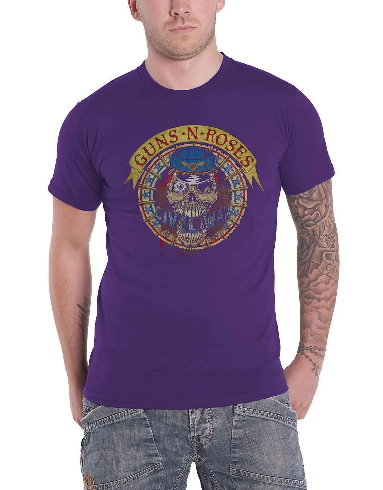 Guns N Roses Skull Circle T Shirt sold by Paradiso Clothing