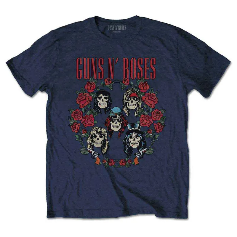 Guns N Roses Skulls Wreath T Shirt sold by Paradiso Clothing