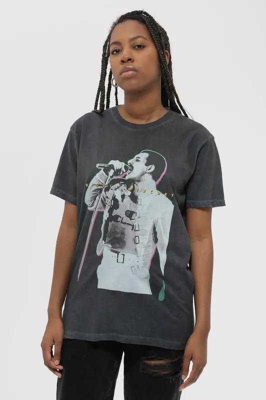 Freddie Mercury Glow Stance Dip Dye Mineral Wash T Shirt made by Paradiso Clothing