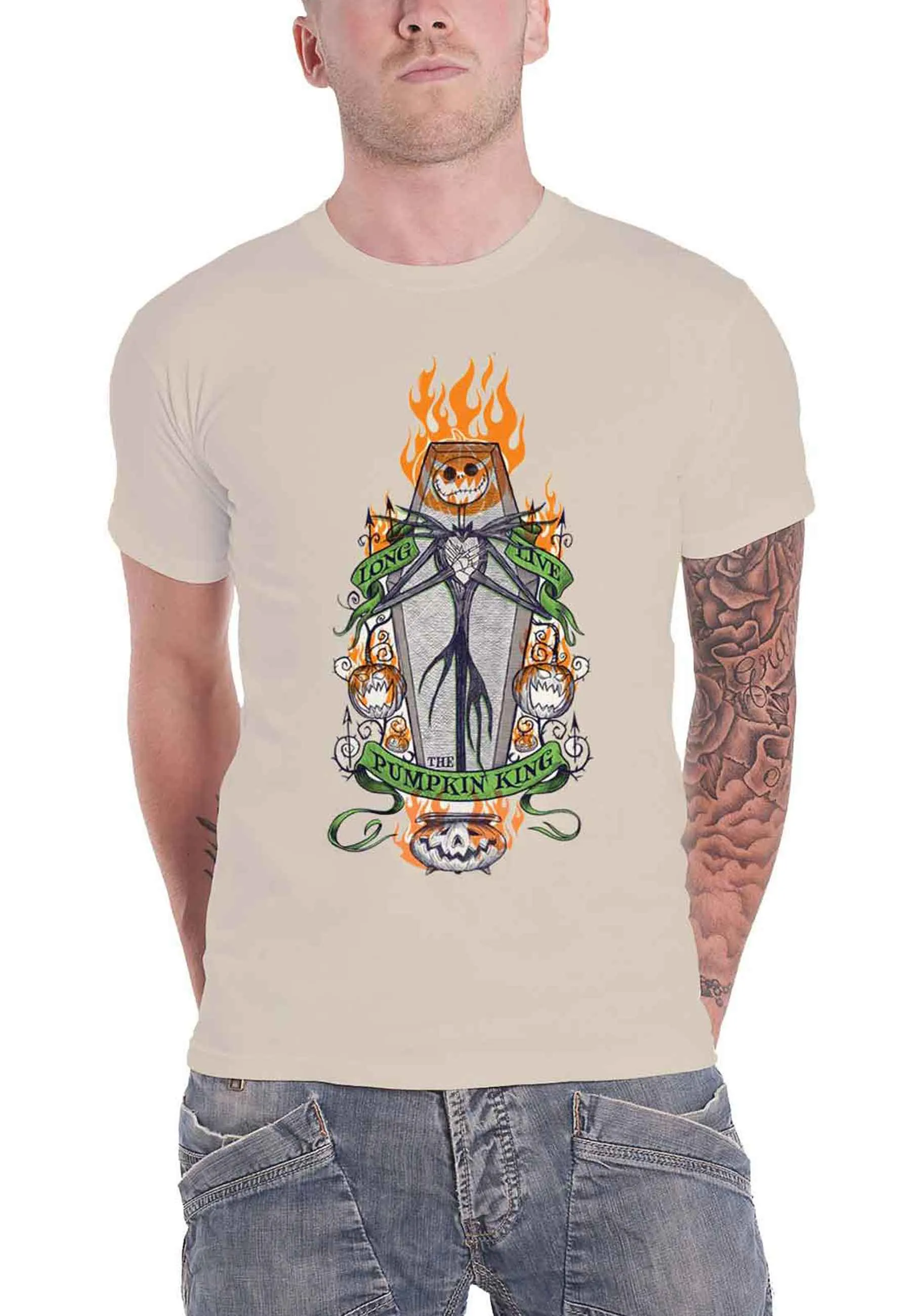 Nightmare Before Christmas T Shirt Orange Flames Pumpkin King Official Mens sold by Paradiso Clothing
