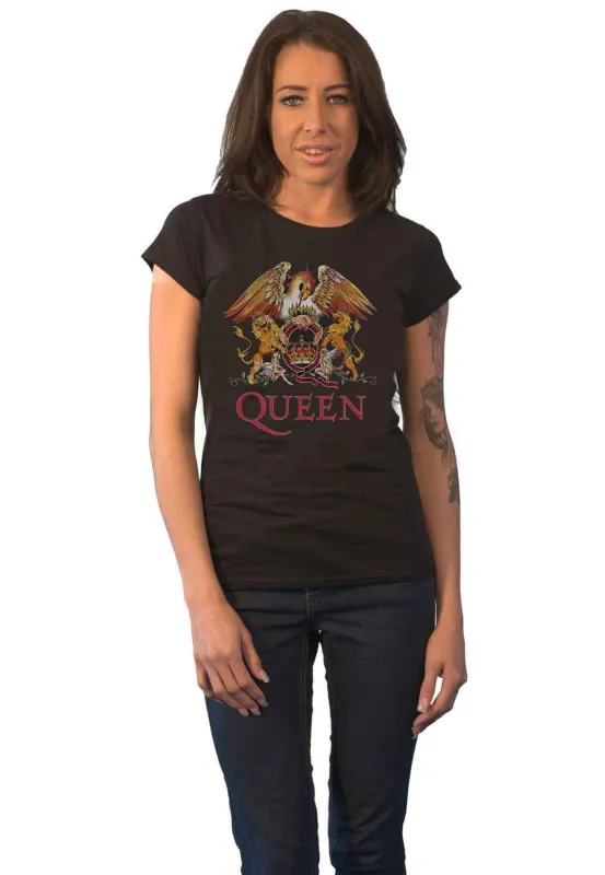 Queen Classic Crest Logo Skinny Fit T Shirt sold by Paradiso Clothing