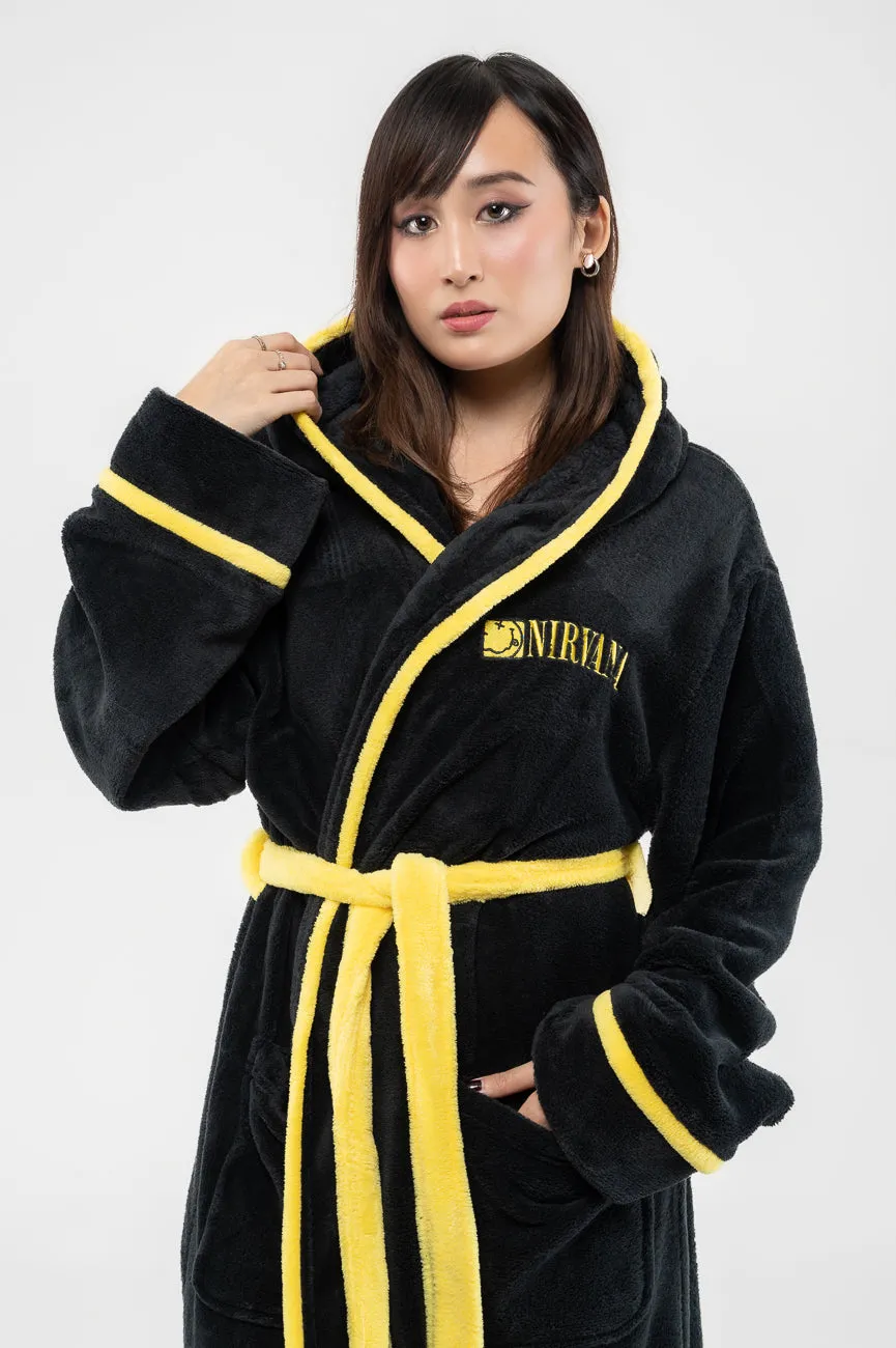 Nirvana Yellow Grunge Smile Bathrobe sold by Paradiso Clothing