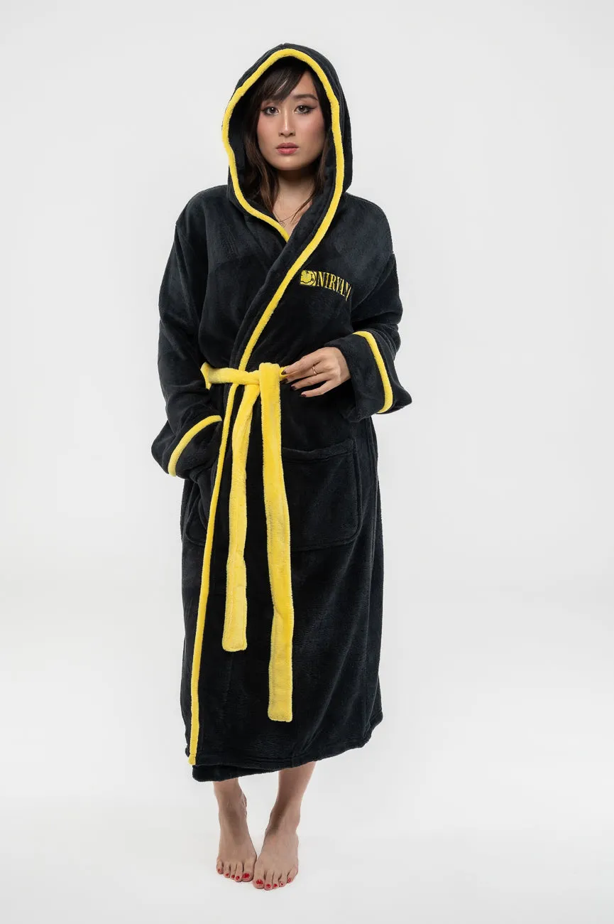 Nirvana Yellow Grunge Smile Bathrobe sold by Paradiso Clothing product image thumbnail 2