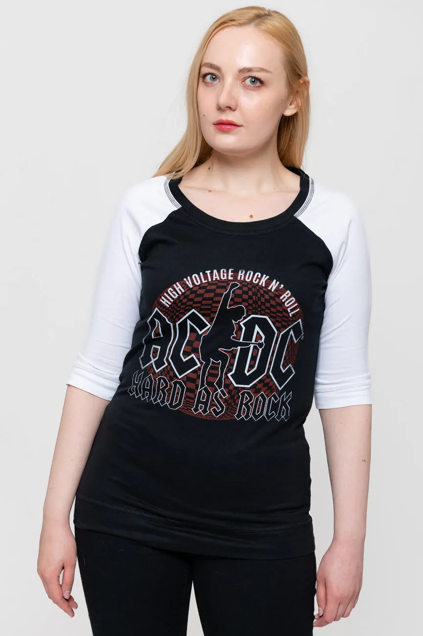 AC/DC Hard As Rock Raglan 3/4 Sleeve T Shirt sold by Paradiso Clothing