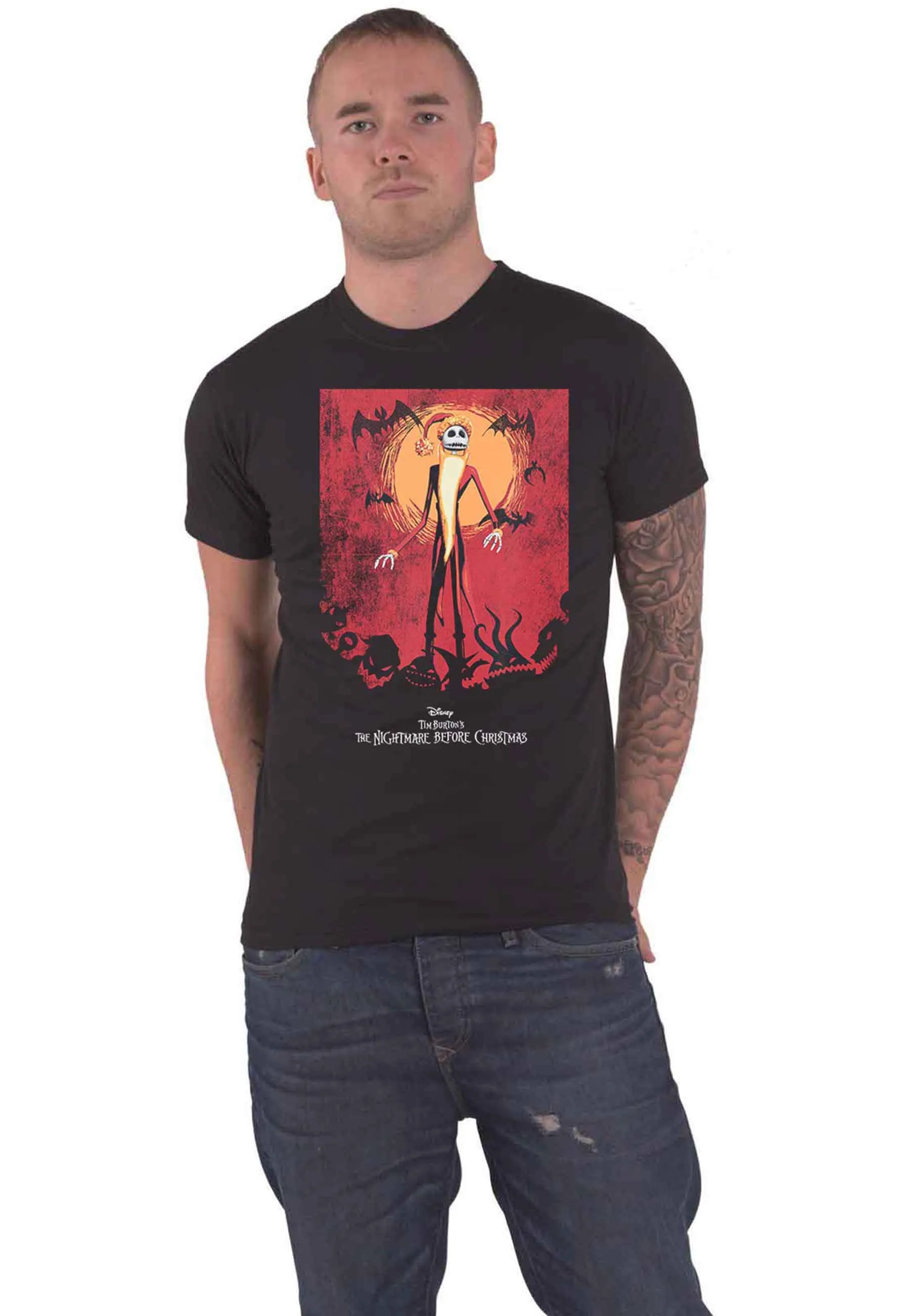 Nightmare Before Christmas T Shirt Jack Orange Sun Logo new Official Mens sold by Paradiso Clothing