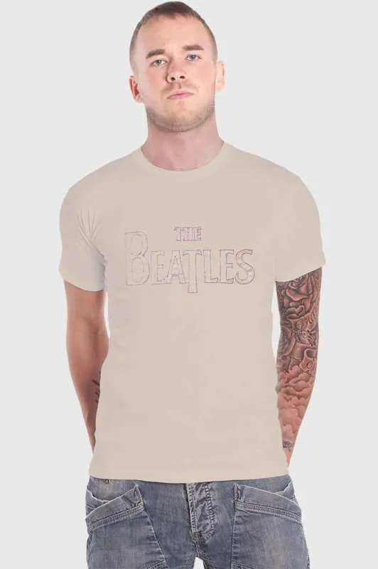 The Beatles Embroidered Drop T Band Logo T Shirt sold by Paradiso Clothing