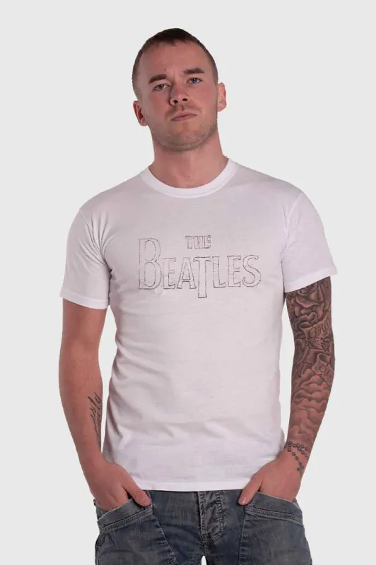 The Beatles Embroidered Drop T Band Logo T Shirt sold by Paradiso Clothing