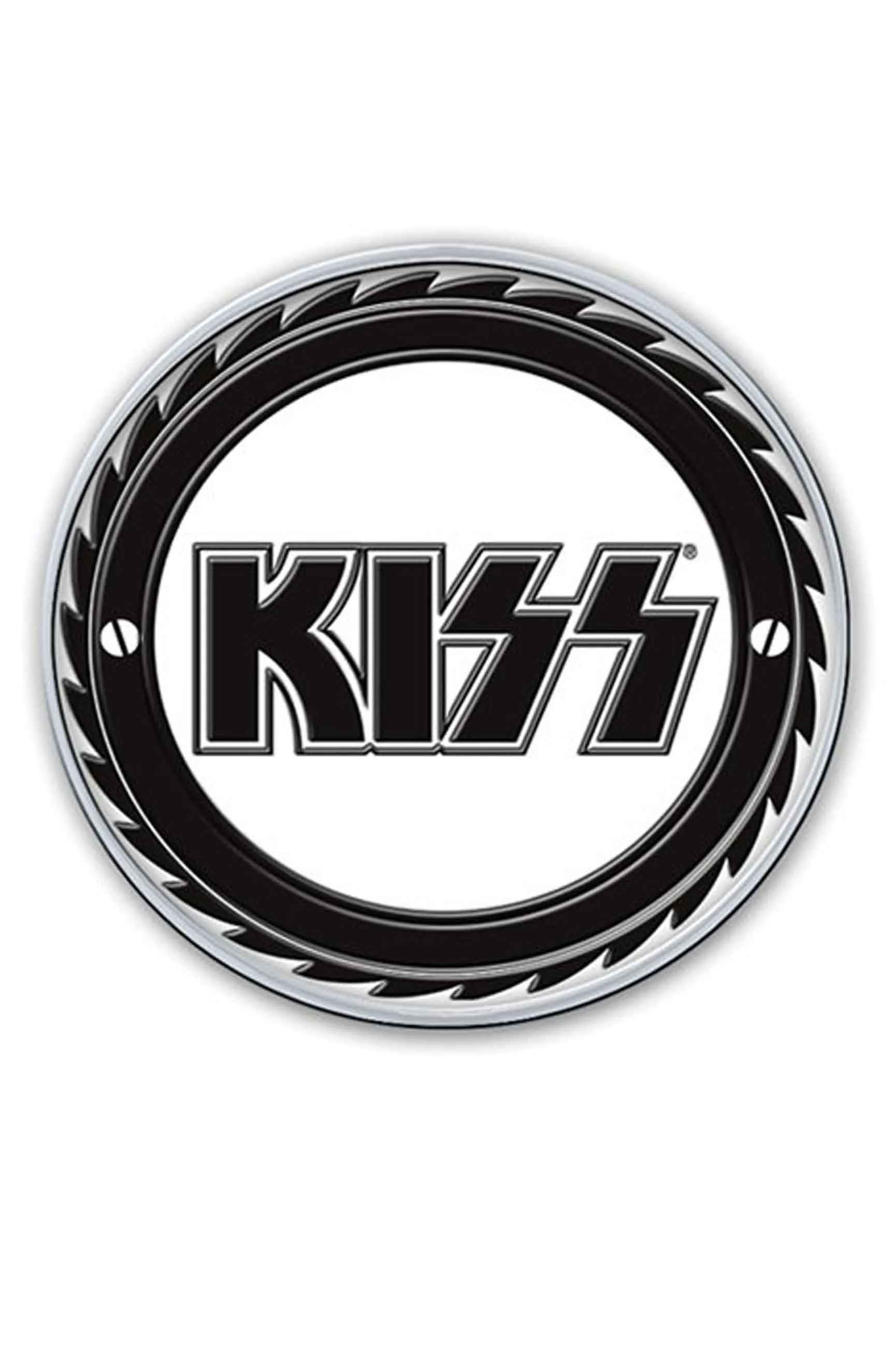 KISS Pin Badge Buzzsaw Band Logo new Official Black Metal sold by Paradiso Clothing