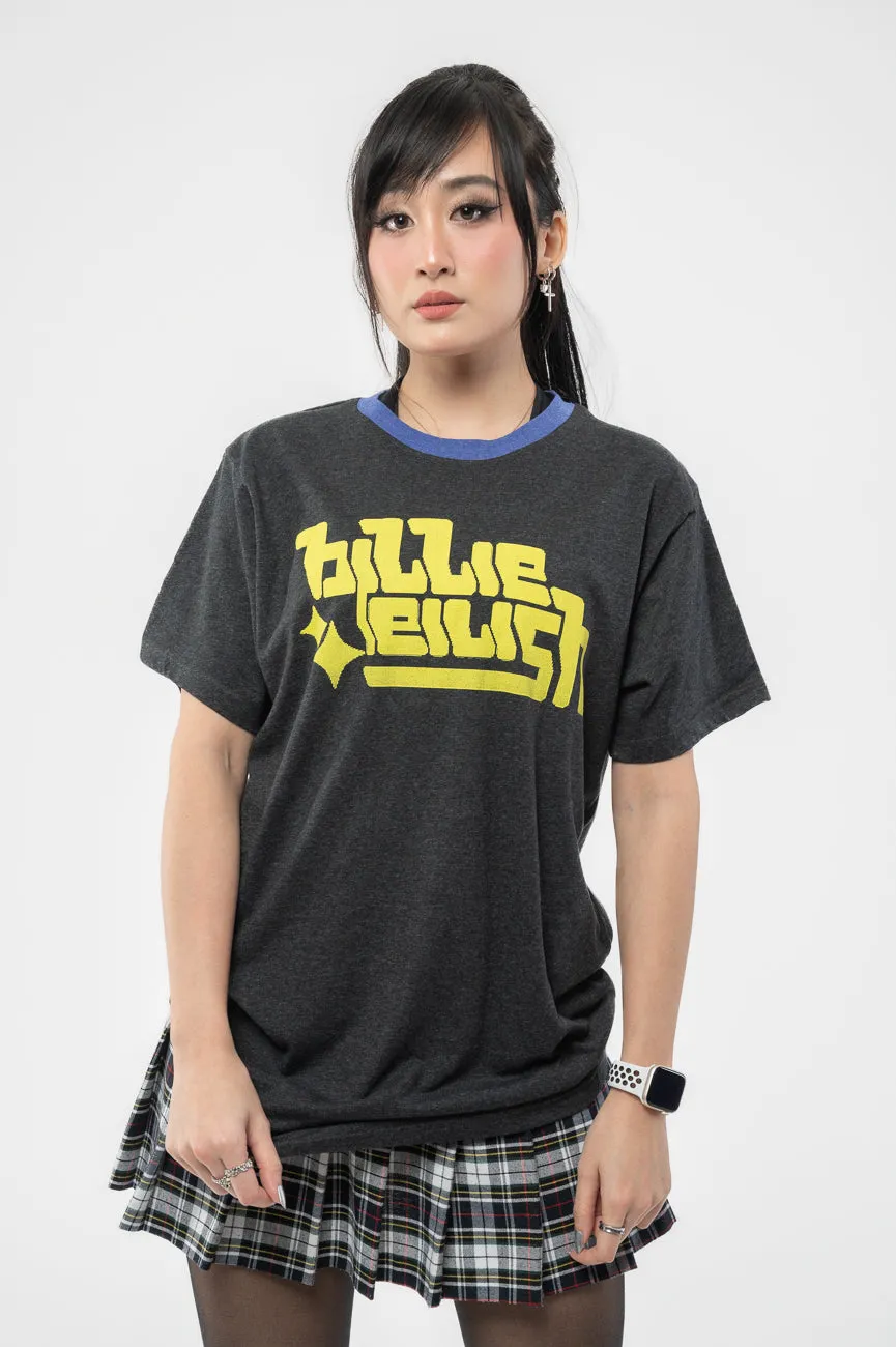 Billie Eilish Neon Green Logo Ringer T Shirt sold by Paradiso Clothing