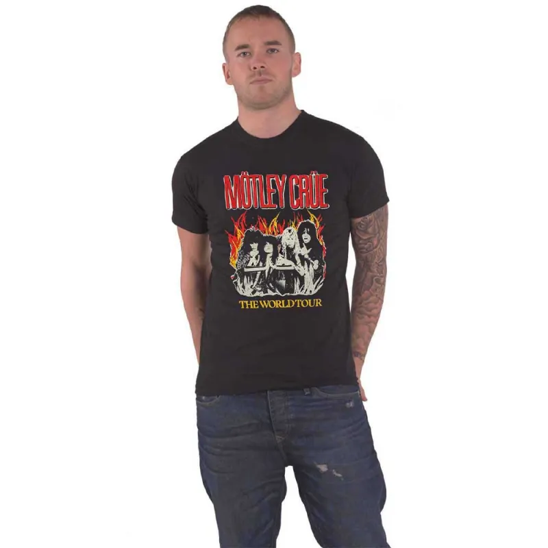 Motley Crue Vintage World Tour Flames T Shirt sold by Paradiso Clothing
