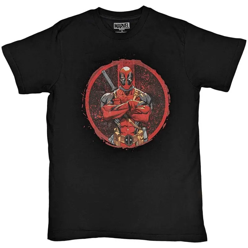 Deadpool T Shirt Arms Crossed new Official Marvel Black sold by Paradiso Clothing