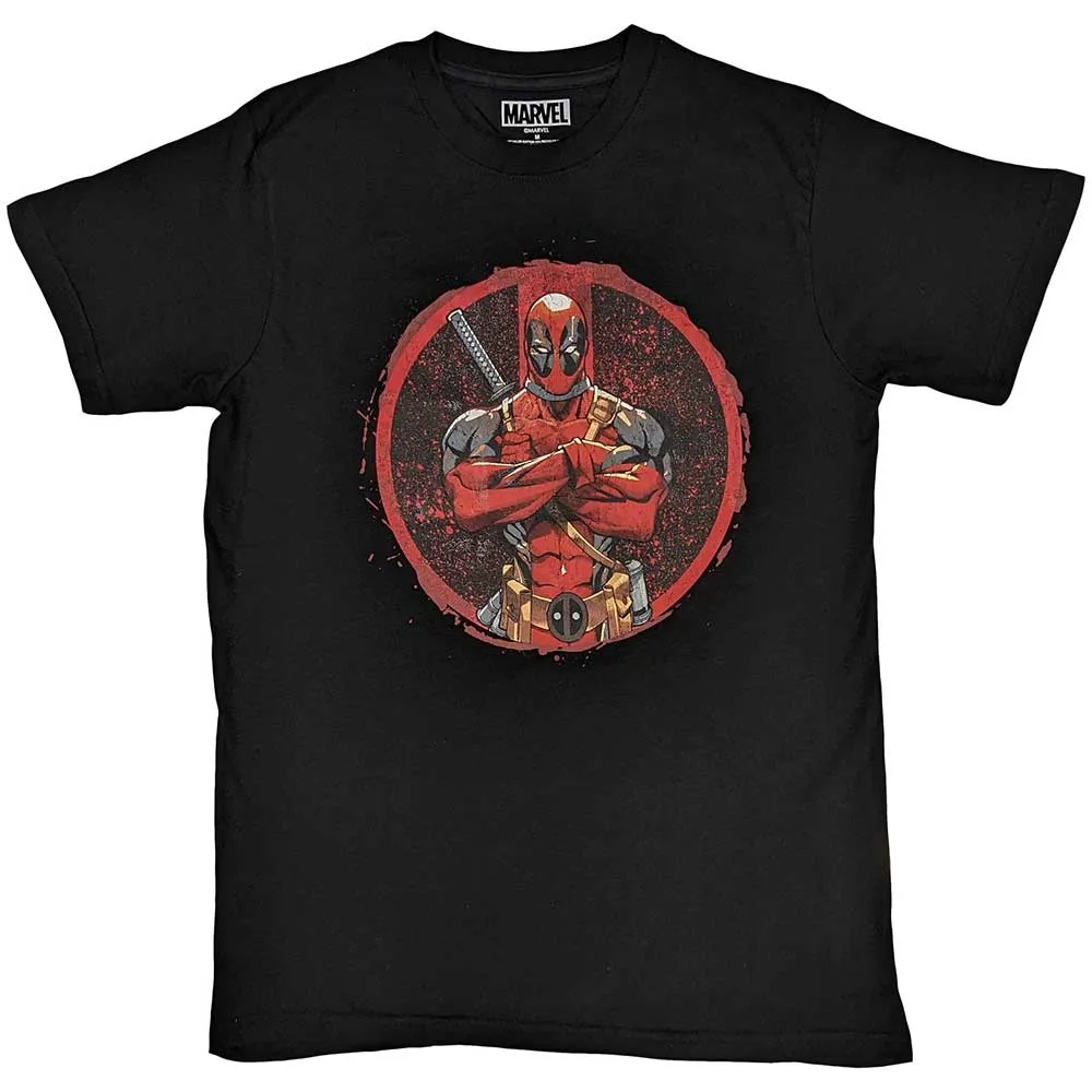 Deadpool T Shirt Arms Crossed new Official Marvel Black sold by Paradiso Clothing