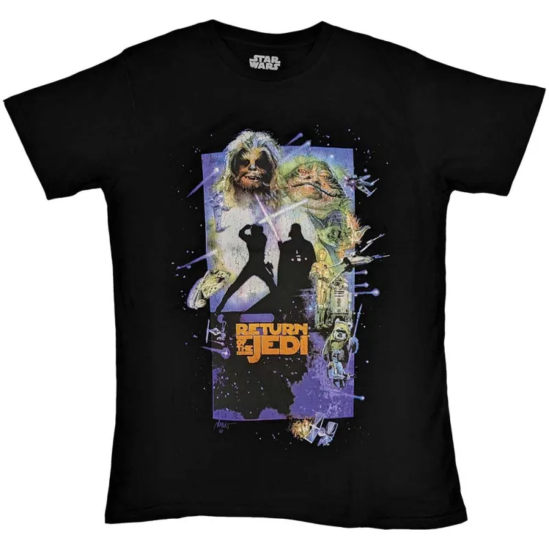 Star Wars T Shirt Return Of The Jedi Poster new Official Mens Black made by Paradiso Clothing
