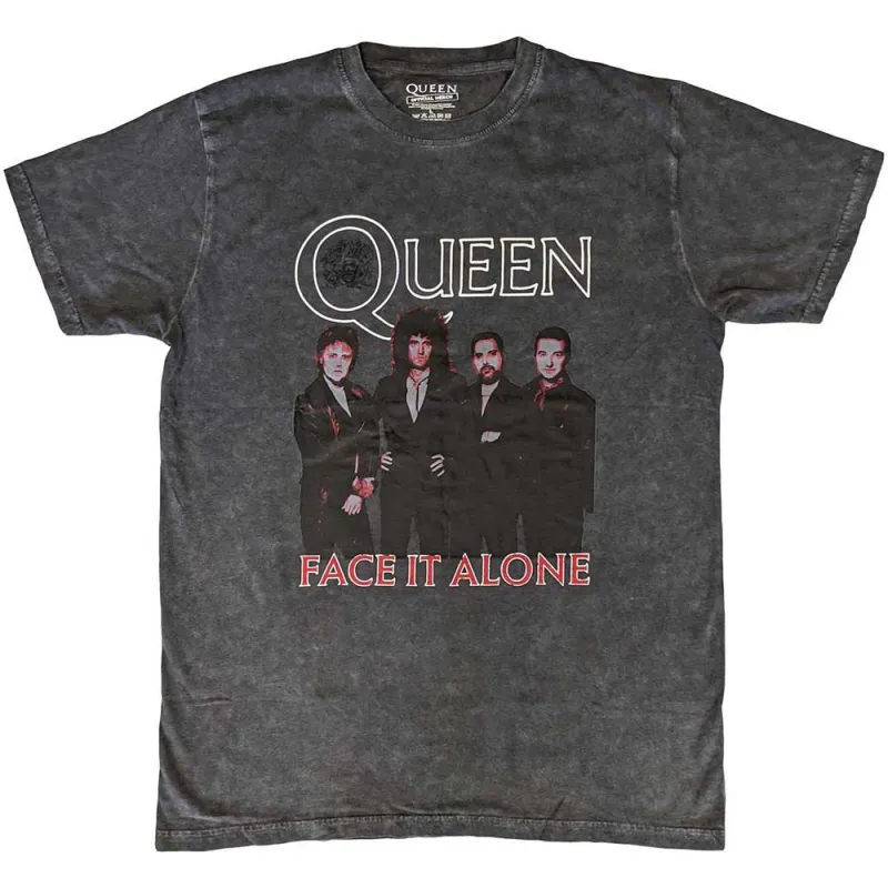 Queen Face It Alone Dye Wash T Shirt sold by Paradiso Clothing
